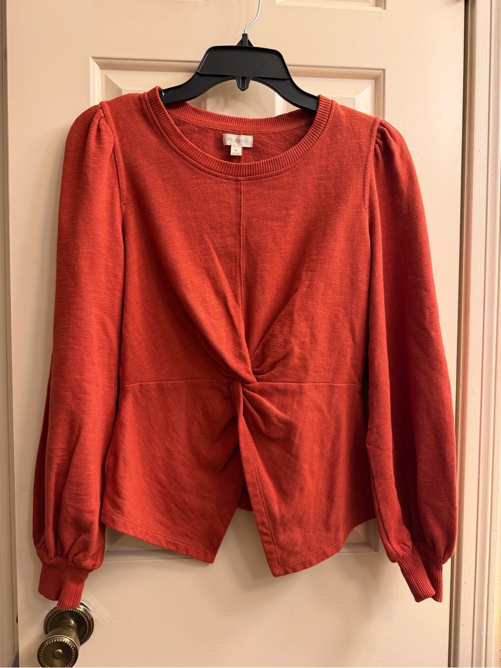 Pilcro orange Twist-Front Long-Sleeve Top